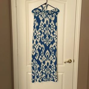 Blue and white long summer dress